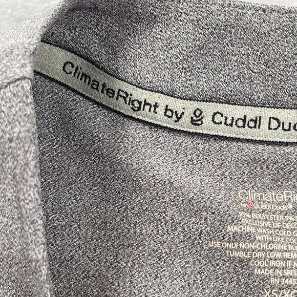 Cuddl Duds Scrub Top Womens XS Heather Gray Split Neck Short Sleeve ClimateRight - Picture 8 of 15